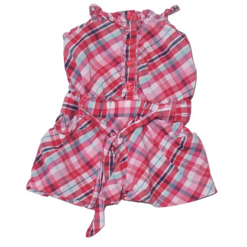 Matalan -  Pink-Fehér kockás  rövidszárú overál ( 68-74)