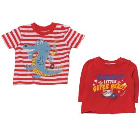 Piros, csíkos felső szett (62-68)