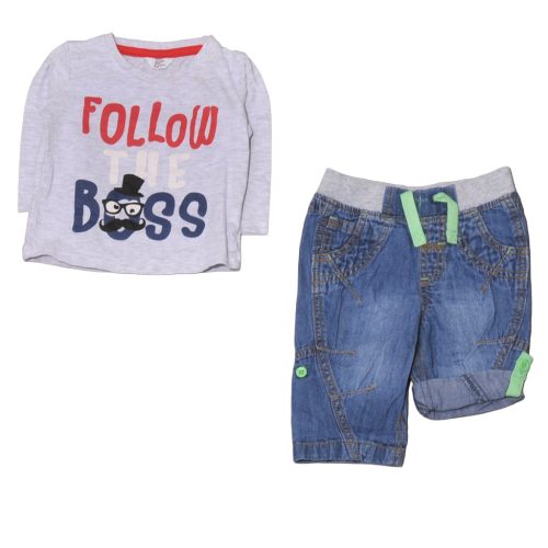 Next - Szürke, kék ruha szett (68)