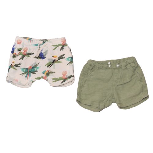H&M - Zöld, papagájos rövidnadrág szett (86)