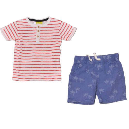 Csíkos, kék ruha szett (80)