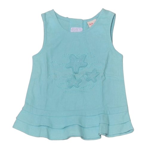  Türkiz csillagos  lenvászon ruha (80)