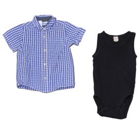 Kék, kockás ruha szett (92)