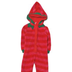 Next - Piros, rózsaszín csíkos pizsama overál (104-110)