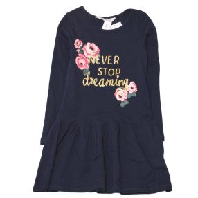 H&M - Sötétkék, rózsás ruha (110-116)