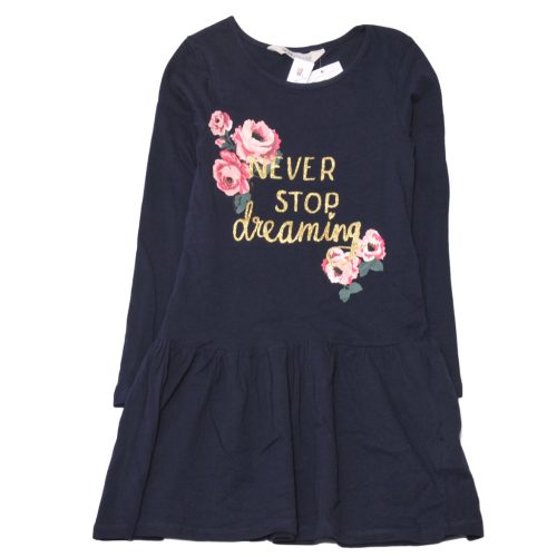 H&M - Sötétkék, rózsás ruha (110-116)
