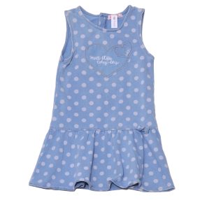 Világoskék, pöttyös ruha (110-116)