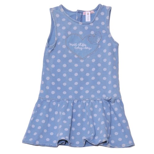 Világoskék, pöttyös ruha (110-116)