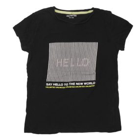 Fekete, mintás póló (158-164)