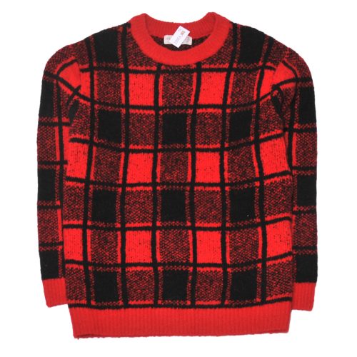 Piros, fekete kockás pulóver (134-140)