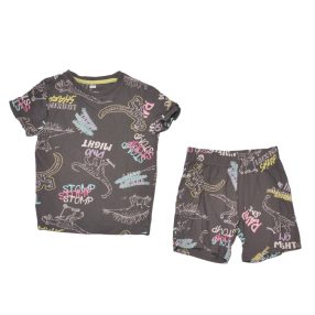 Szürke, dínós ruha szett (110-116)