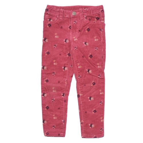 Rózsaszín, virágmintás kordnadrág (104)