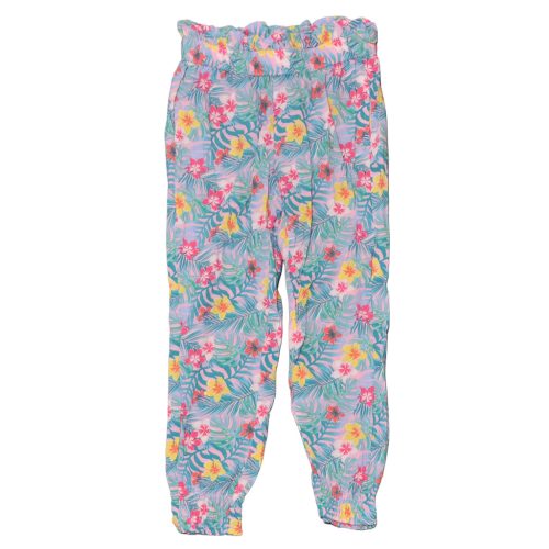 Színes, virágmintás dzsörzénadrág (122)