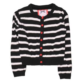 Fekete-fehér csíkos kardigán (122-128)