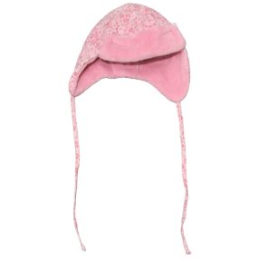   Brendon - Rózsaszín virágmintás szőrme béléses sapka (62-68*)