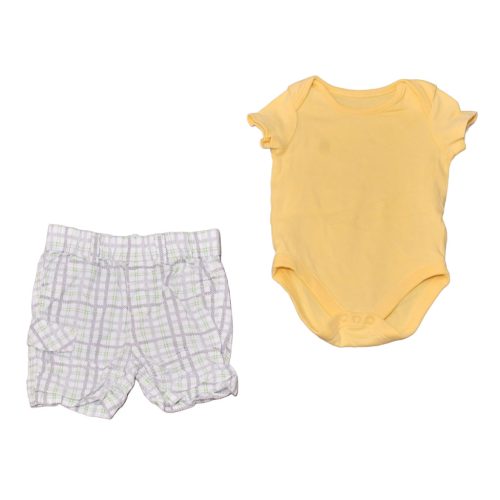 Sárga, zöld-fehér kockás ruha szett (68)