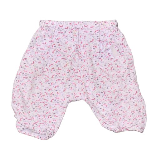 Fehér, virágmintás bélelt nadrág (68-74)