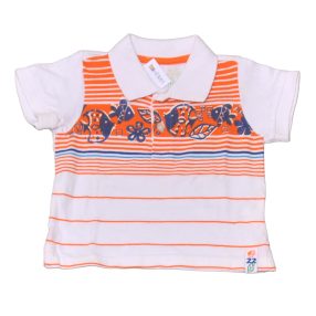 Fehér, Narancssárga halacskás galléros póló (62-68)