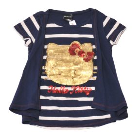   George, Hello Kitty - kék, csíkos, flitteres felső (104-110)