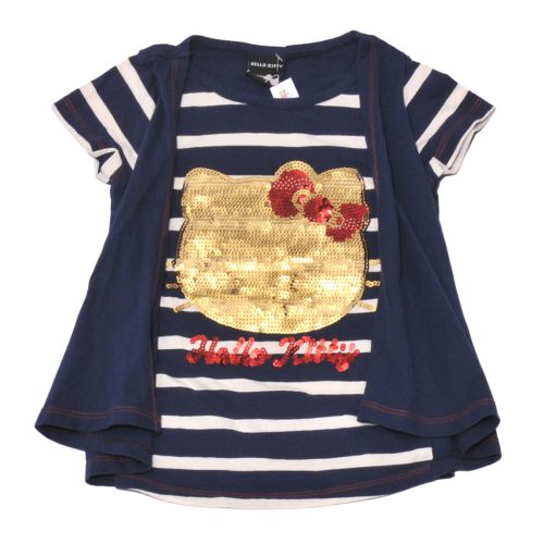 George, Hello Kitty - kék, csíkos, flitteres felső (104-110)