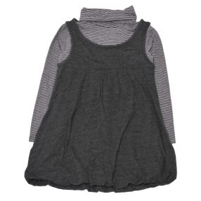 Okaidi - Szürke, csíkos ruha, garbóval (110)