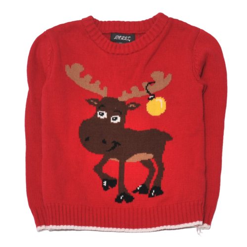 Frost - Piros, karácsonyi mintás pulóver (104-110)