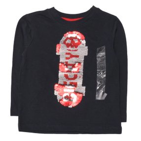 Kék, flitteres hosszú ujjú póló (86-92)