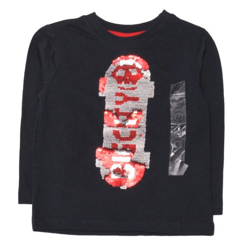 Kék, flitteres hosszú ujjú póló (86-92)