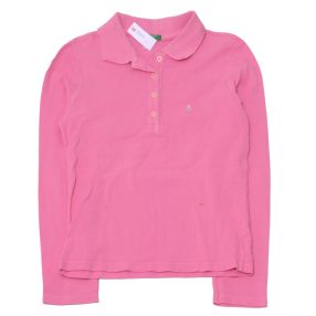Benetton - Pink galléros hosszú ujjú póló (140)