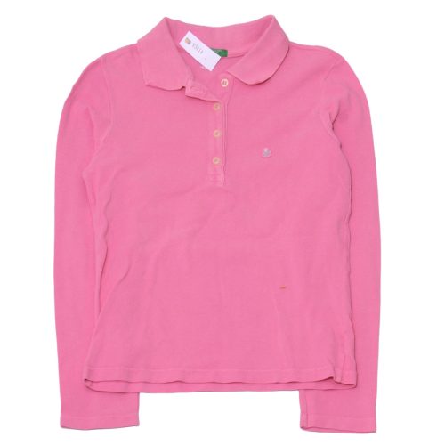 Benetton - Pink galléros hosszú ujjú póló (140)