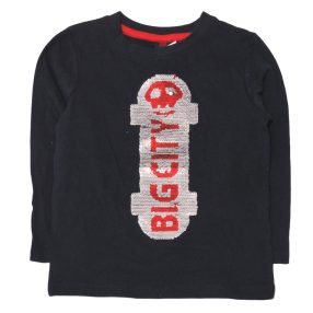 Fekete, flitteres hosszú ujjú póló (98-104)