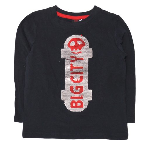 Fekete, flitteres hosszú ujjú póló (98-104)