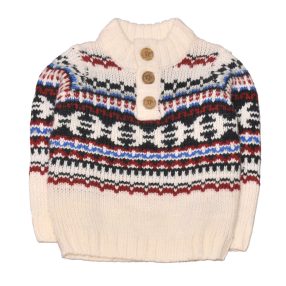 Fehér, mintás kötött pulcsi (98-104)