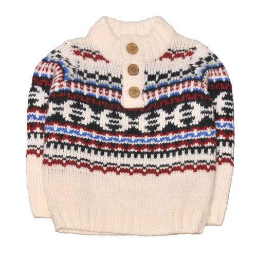 Fehér, mintás kötött pulcsi (98-104)