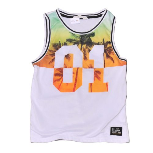 H&M - Fehér, pálmafás ujjatlan póló (146-152)