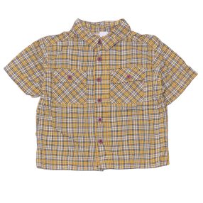 Sárga-kék kockás rövid ujjú ing (98-104)