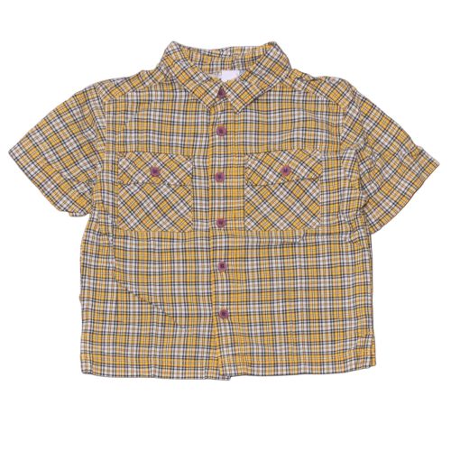 Sárga-kék kockás rövid ujjú ing (98-104)