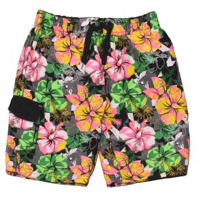 Szürke, színes virág fürdőnadrág (104-110)