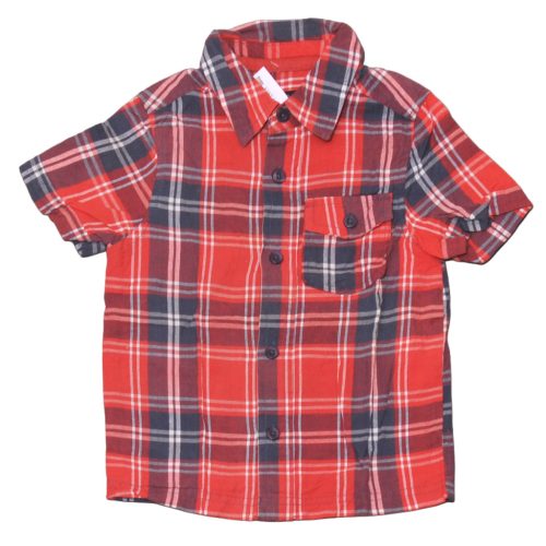 Piros-Kék kockás rövid ujjú ing (92-98)