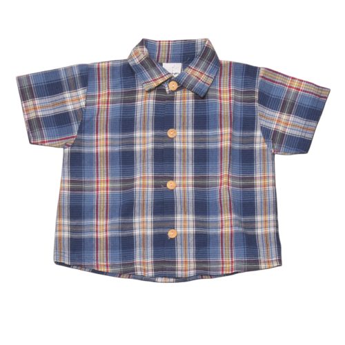 Kék kockás rövid ujjú ing (68)