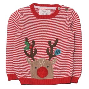 Piros-fehér csíkos pulóver (86-92)