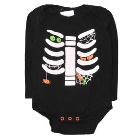 Fekete, csontvázas hosszú ujjú body (80)