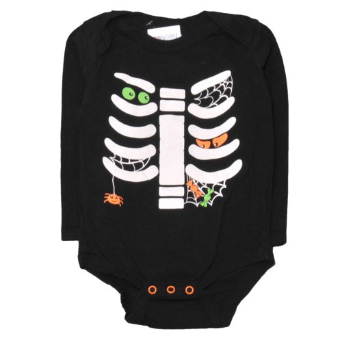 Fekete, csontvázas hosszú ujjú body (80)