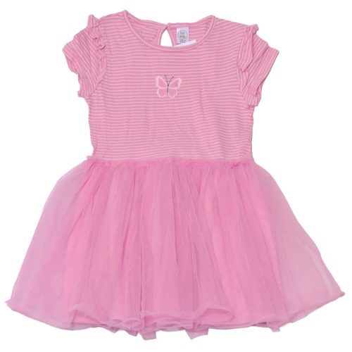 Rózsaszín, csíkos alkalmi ruha (134)