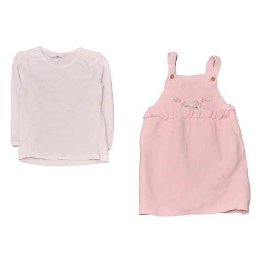 Rózsaszín, fehér ruha szett (86-92)