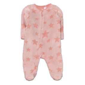 Rózsaszí, csillagos plüss rugdalózó (62-68)