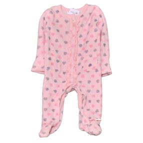 Rózsaszín, szivecskés plüss rugdalózó (62-68)