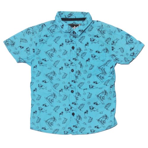 Türkiz, cápás rövid ujjú ing (122)