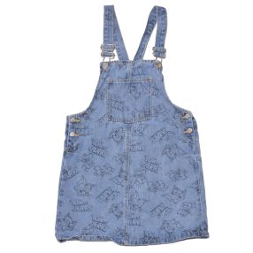 Reserved - Kék, Tom&Jerry kantáros farmerruha (152)