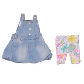 Kék, fehér mintás ruha szett (74)